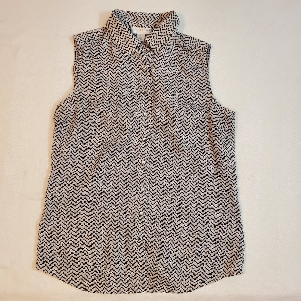 Kenar sleeveless collared shirt chevron blouse szS
